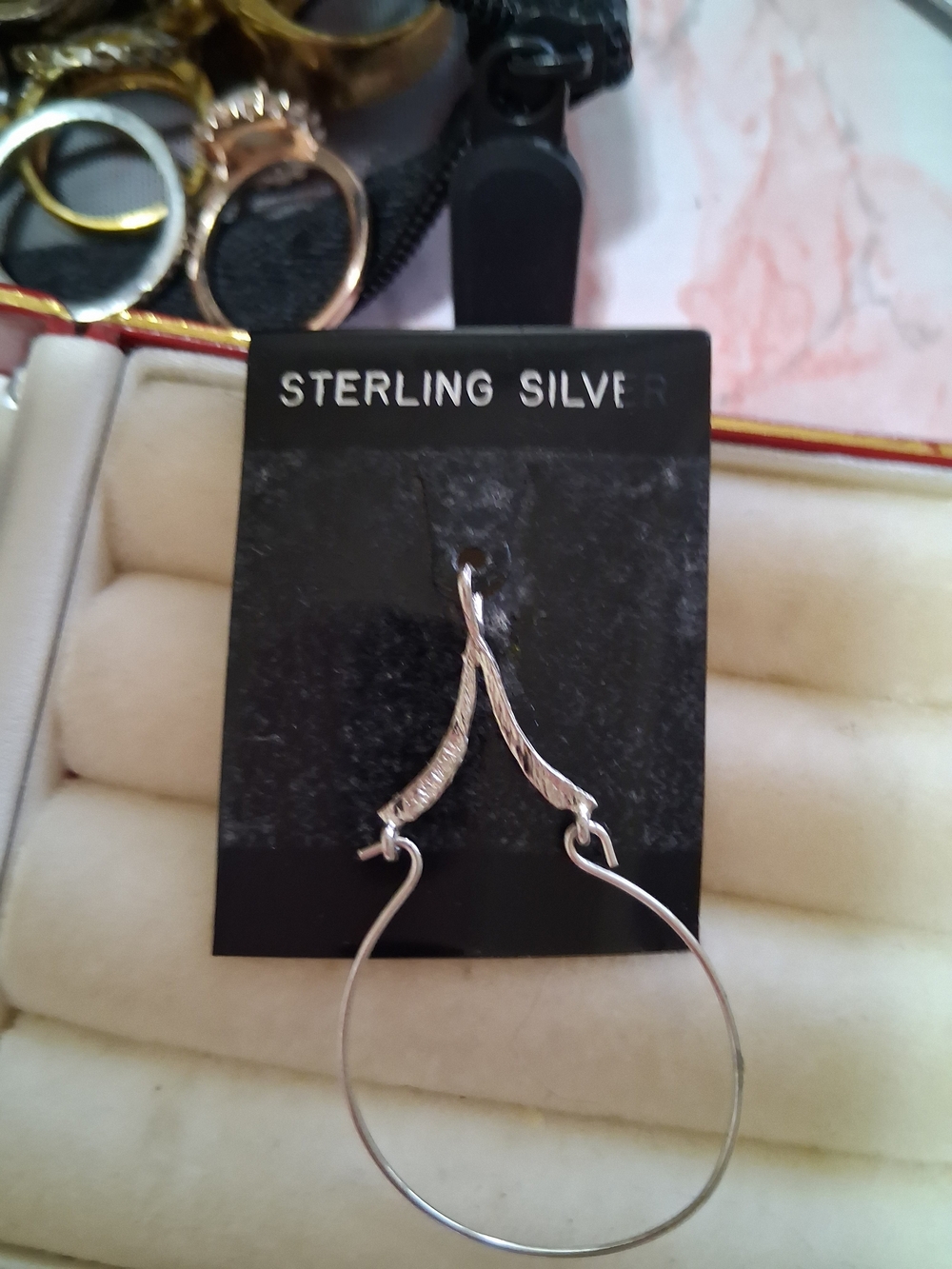 Sterling Silver Hoop Drop Earrings - Silver